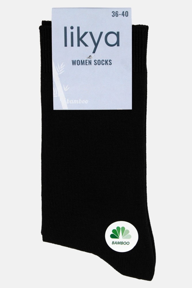 LİKYA - Likya Kadın Bambu Soket Çorap - Düz (Siyah)