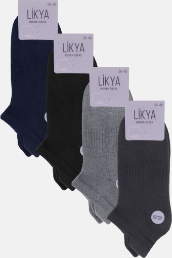 Likya Kadın Taban Altı Havlu Patik Çorap - Desenli (Asorti) - Thumbnail