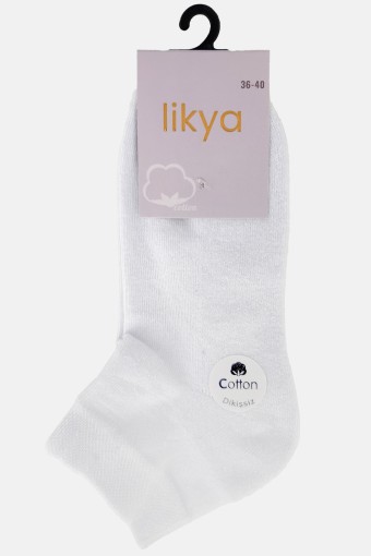LİKYA - Likya Kadın Tabanaltı Havlu Pamuk Yarım Konç Çorap - Düz (Beyaz)