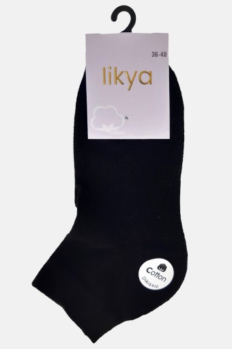 LİKYA - Likya Kadın Tabanaltı Havlu Pamuk Yarım Konç Çorap - Düz (Siyah)
