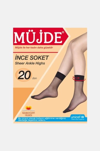 Müjde Kadın İnce Soket Çorap 20 Denye (Siyah (500)) - Thumbnail