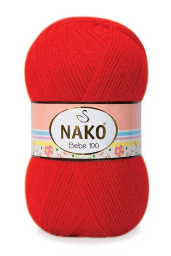 Nako - Nako Bebe 100 El Örgü İpliği 100 Gr 360 Mt (00207 (Alev Kırmızı))