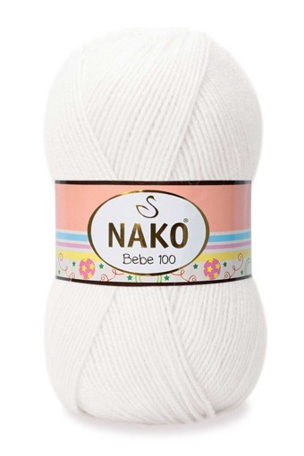 Nako - Nako Bebe 100 El Örgü İpliği 100 Gr 360 Mt (00208 (Beyaz))