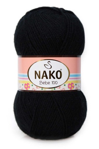 Nako - Nako Bebe 100 El Örgü İpliği 100 Gr 360 Mt (00217 (Siyah))