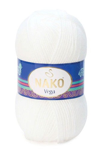 Nako El Örgü İpliği Vega 100 Gr 195 Mt (00208 (Beyaz)) - Thumbnail