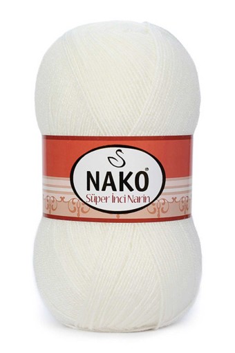 Nako - Nako Süper İnci Narin El Örgü İpliği 100 Gr 540 Mt (00208 (Beyaz))