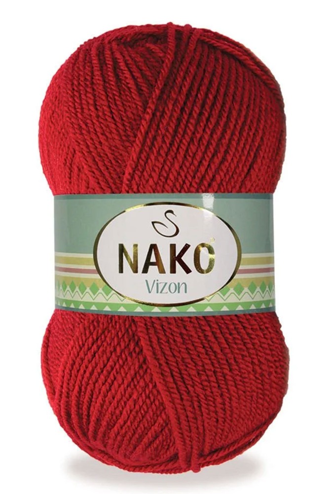 Nako - Nako Vizon El Örgü İpliği 100 Gr 195 Mt (01175 (Koyu Kırmızı))