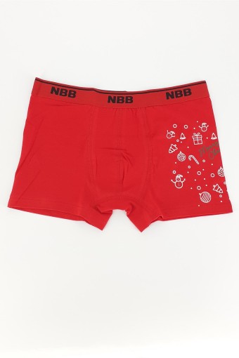 NBB - Nbb Erkek Yılbaşı Boxerı Baskılı (Kırmızı)