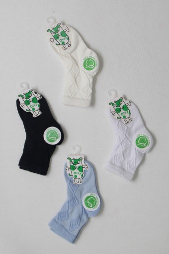 OLAY-KOŞAR - (12'li Paket) Olay Erkek Bebek Soket Çorap Kabartmalı Organik (Asorti)