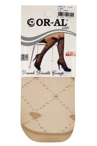 ORAL - Oral Kadın İnce Dizaltı Çorap Lüks Desenli Bade (Ten (57))
