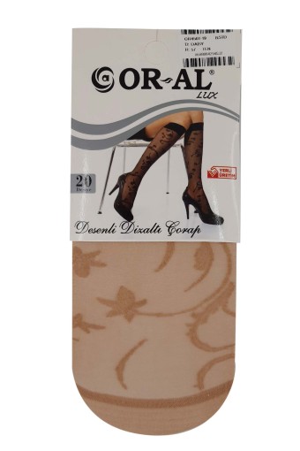 ORAL - Oral Kadın İnce Dizaltı Çorap Lüks Desenli Daisy (Ten (57))