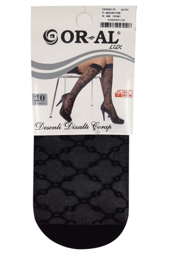 ORAL - Oral Kadın İnce Dizaltı Çorap Lüks Desenli Madalyon (Siyah (500))