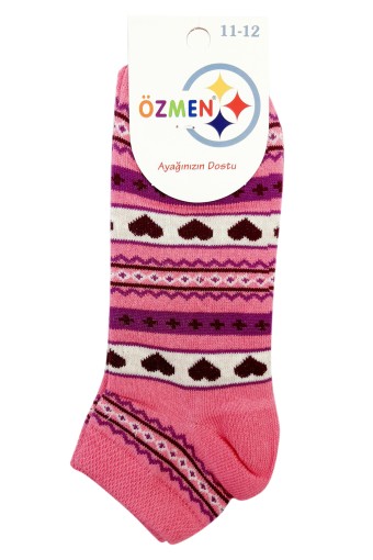 (12'li Paket) Özmen Kız Çocuk Patik Çorap Desenli (Asorti) - Thumbnail