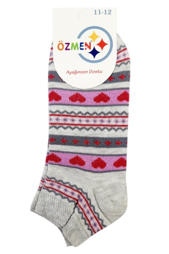 (12'li Paket) Özmen Kız Çocuk Patik Çorap Desenli (Asorti) - Thumbnail