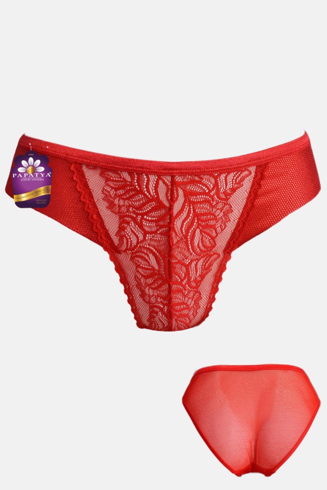 PAPATYA - Papatya Kadın Bikini Külot Ön Bant Yan Desenli Lazer (Kırmızı)