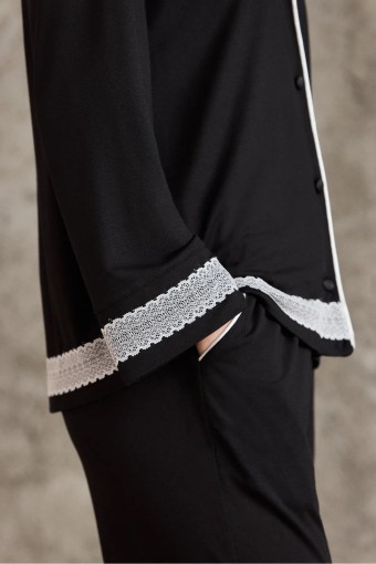 Pierre Cardin Kadın Penye Pijama Takımı (Siyah) - Thumbnail