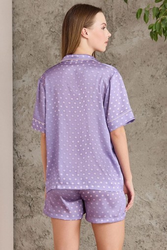 Pierre Cardin Kadın Saten Pijama Takımı (Violet) - Thumbnail