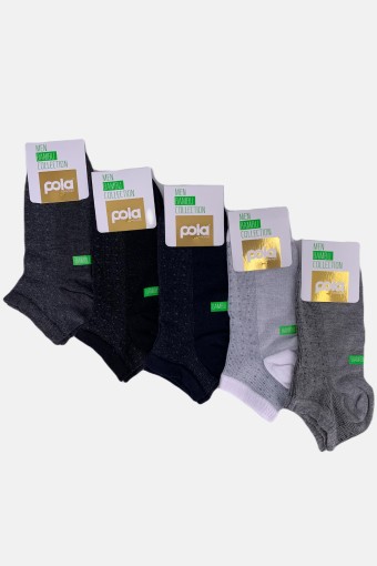 POLA - (12'li Paket) Pola Erkek Bambu Patik Çorap (Asorti)