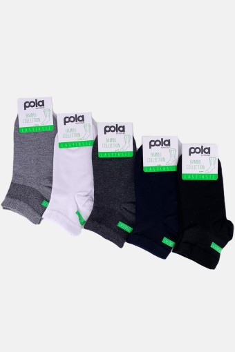 POLA - (12'li Paket) Pola Erkek Bambu Patik Şeker Çorabı (Asorti)
