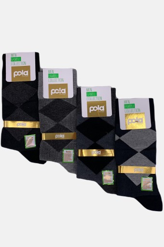 POLA - (12'li Paket) Pola Erkek Bambu Soket Çorap (Asorti)