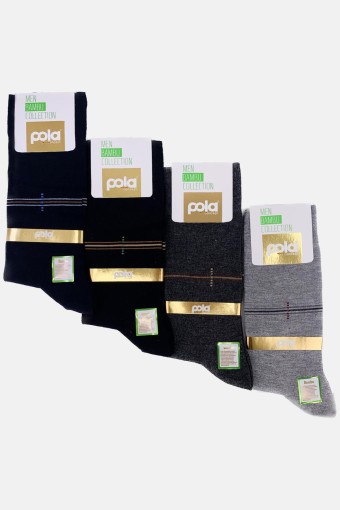 POLA - (12'li Paket) Pola Erkek Bambu Soket Çorap (Asorti)