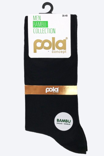 Pola Erkek Garson Bambu Soket Çorap (Siyah) - Thumbnail