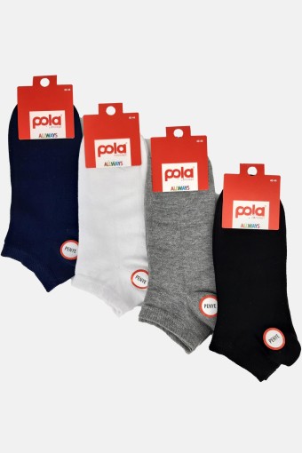 POLA - (12'li Paket) Pola Erkek Penye Patik Çorap (Asorti)