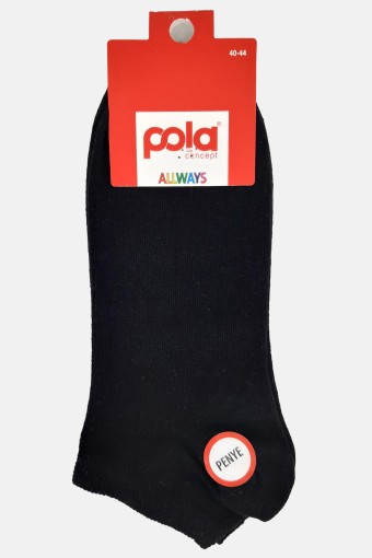 Pola Erkek Penye Patik Çorap (Siyah) - Thumbnail