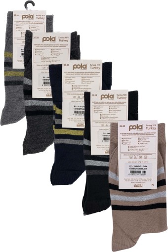 (12'li Paket) Pola Kadın Bambu Düz Model Soket Çorap (Asorti) - Thumbnail