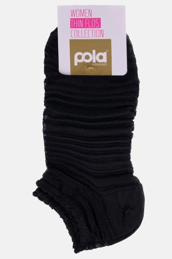 Pola Kadın Floş Patik Çorap (Siyah) - Thumbnail