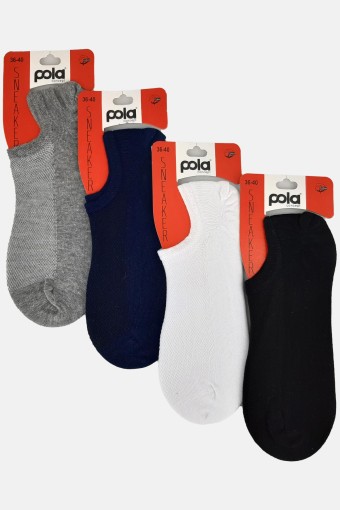 POLA - (12'li Paket) Pola Kadın Penye Sneaker Çorap (Asorti)