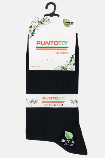 Punto Çorap - Punto Kadın Dikişsiz Bambu Soket Çorap (Siyah)