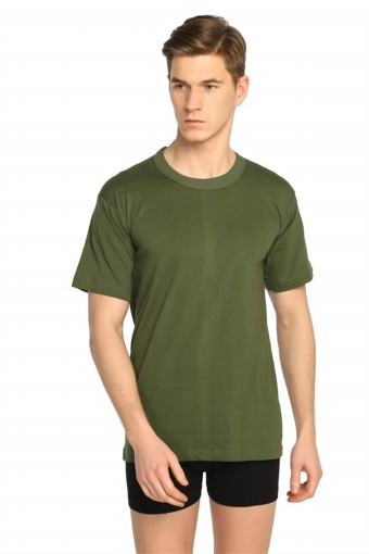 SEDEF YILDIZ - Sedef Yıldız Erkek Yarım Kol Atlet Sıfır Yaka Renkli (Askeri Yeşil)