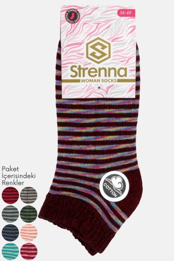 STRENNA - (12'li Paket) Strenna Kadın Cotton Havlu Patik Çorap (Asorti)
