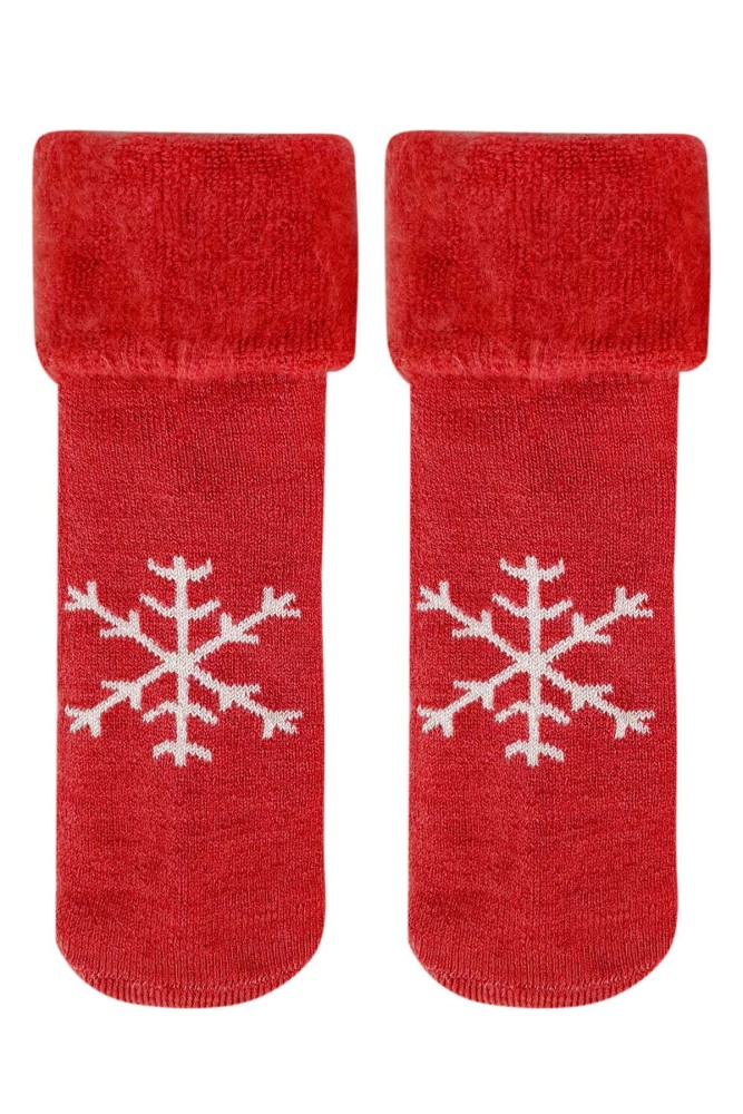 STRENNA - Strenna Kadın Soket Çorap Havlu Kar Tanesi Desenli (Kırmızı)