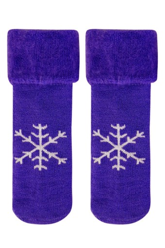 STRENNA - Strenna Kadın Soket Çorap Havlu Kar Tanesi Desenli (Mor)