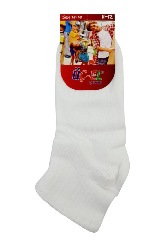OZMEN - (12'li Paket) Üçel Unisex Çocuk Patik Çorap Düz (Beyaz)