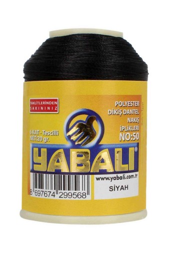 YABALI - Yabalı Nakış İpliği Polyester No:50 20 Gr (Siyah)